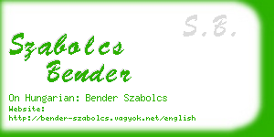 szabolcs bender business card